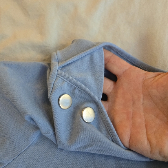 Tribal Light Blue 3/4 Sleeve Stretch Cotton Top with Metal Shoulder Button - Picture 3 of 8